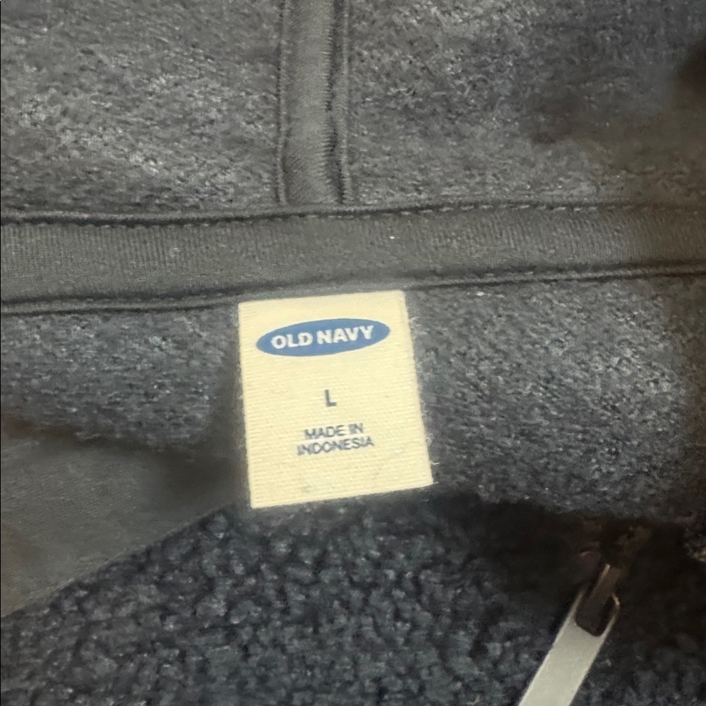 Old Navy Men's Sherpa 1/2 Zip Navy Hooded Sweater L - Picture 4 of 5